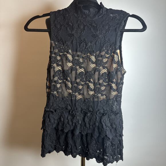 Vintage Y2k Nightcap Rare Black Lace Mock Neck Tank Top Sz 2 Small Whimsigoth - Picture 12 of 16